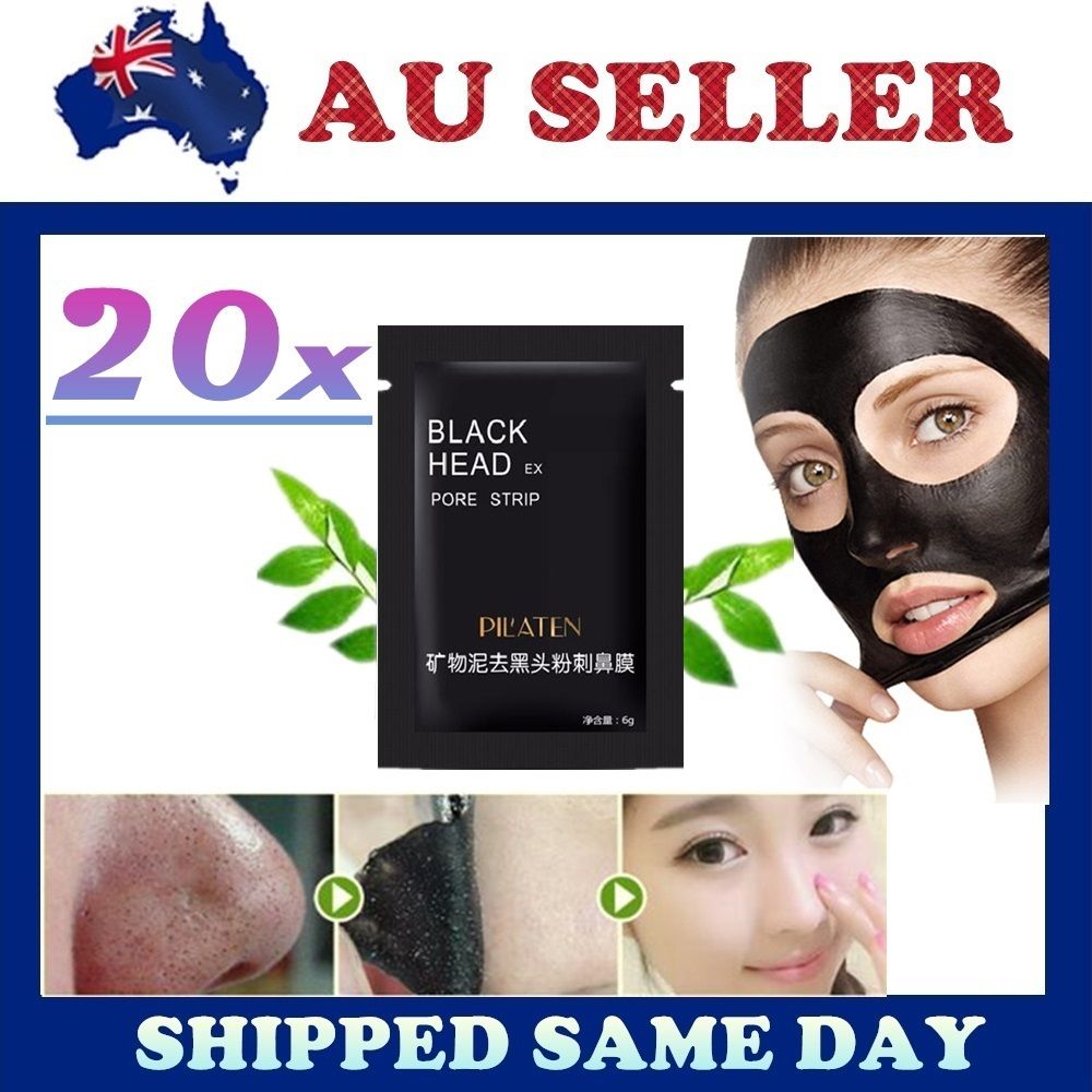 20 X PILATEN BLACKHEAD REMOVER Face Nose Skin Acne Mud Mask Pore Cleansing Strip - Zmart Australia