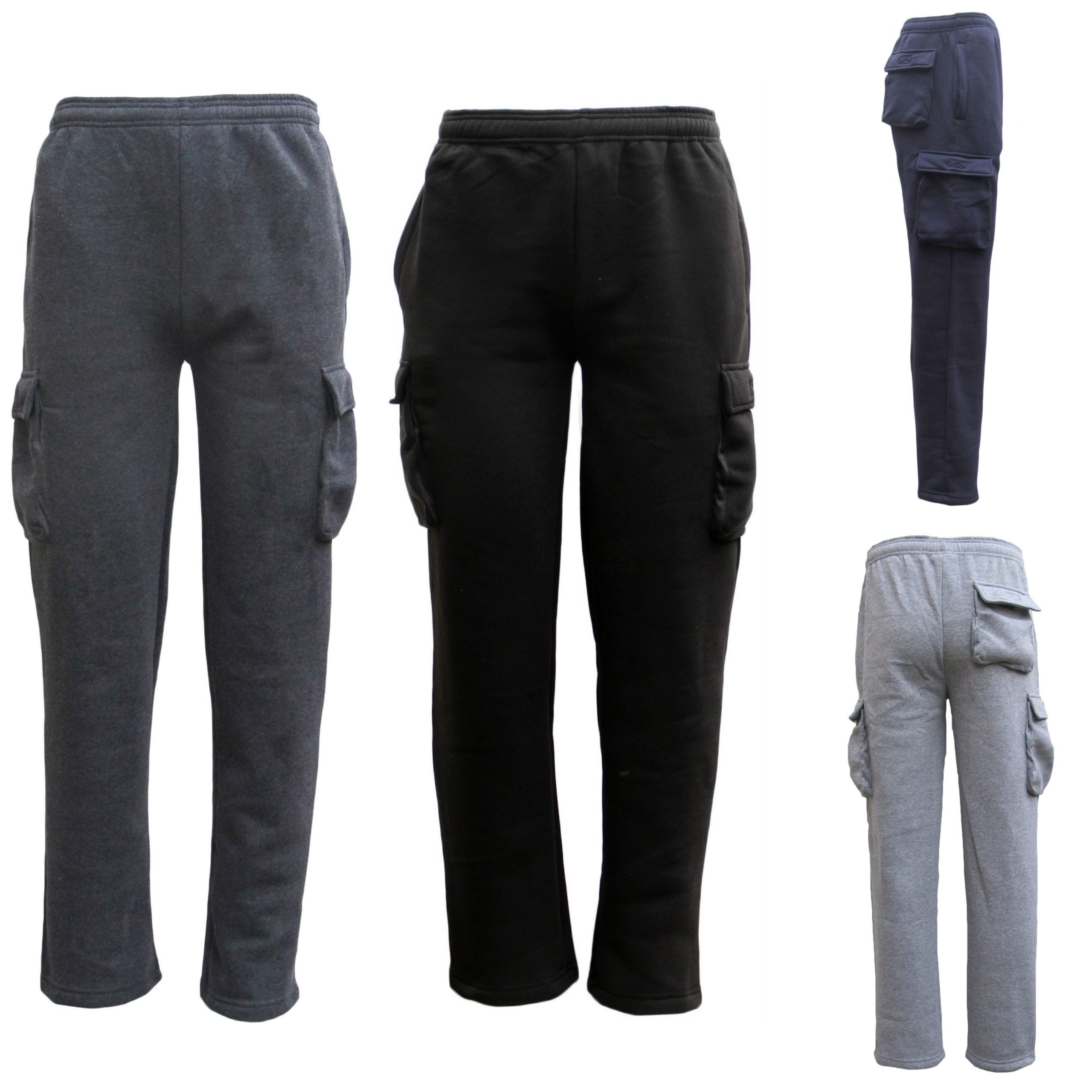Men's Unisex Cargo Fleece Lined Casual Jogging Sports Gym Track Suit Sweat Pants - Zmart Australia
