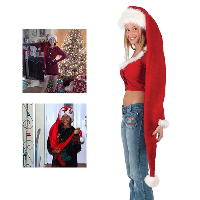 Christmas Unisex Super Long Santa Hat Xmas Costume Adults Kids Party Wear Cap - Zmart Australia