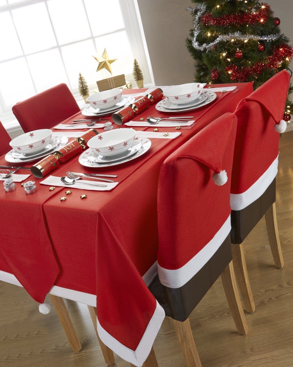 Christmas Chair Covers Tablecloth Runner Decoration Xmas Dinner Party Santa Gift - Zmart Australia
