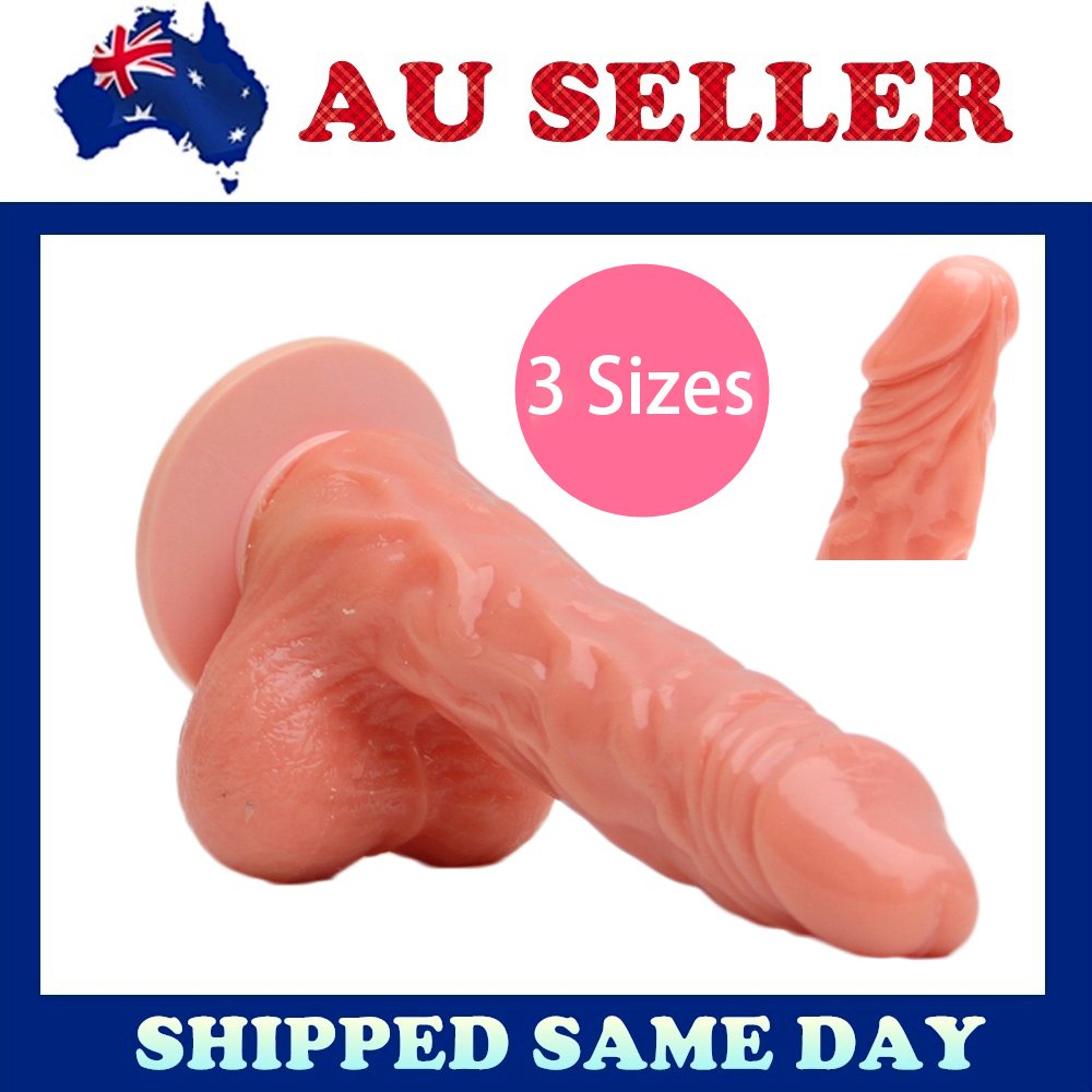 NEW Adult Toy Silicone Suction Realistic Natural Dildo Penis w Balls Dong Sex - Zmart Australia