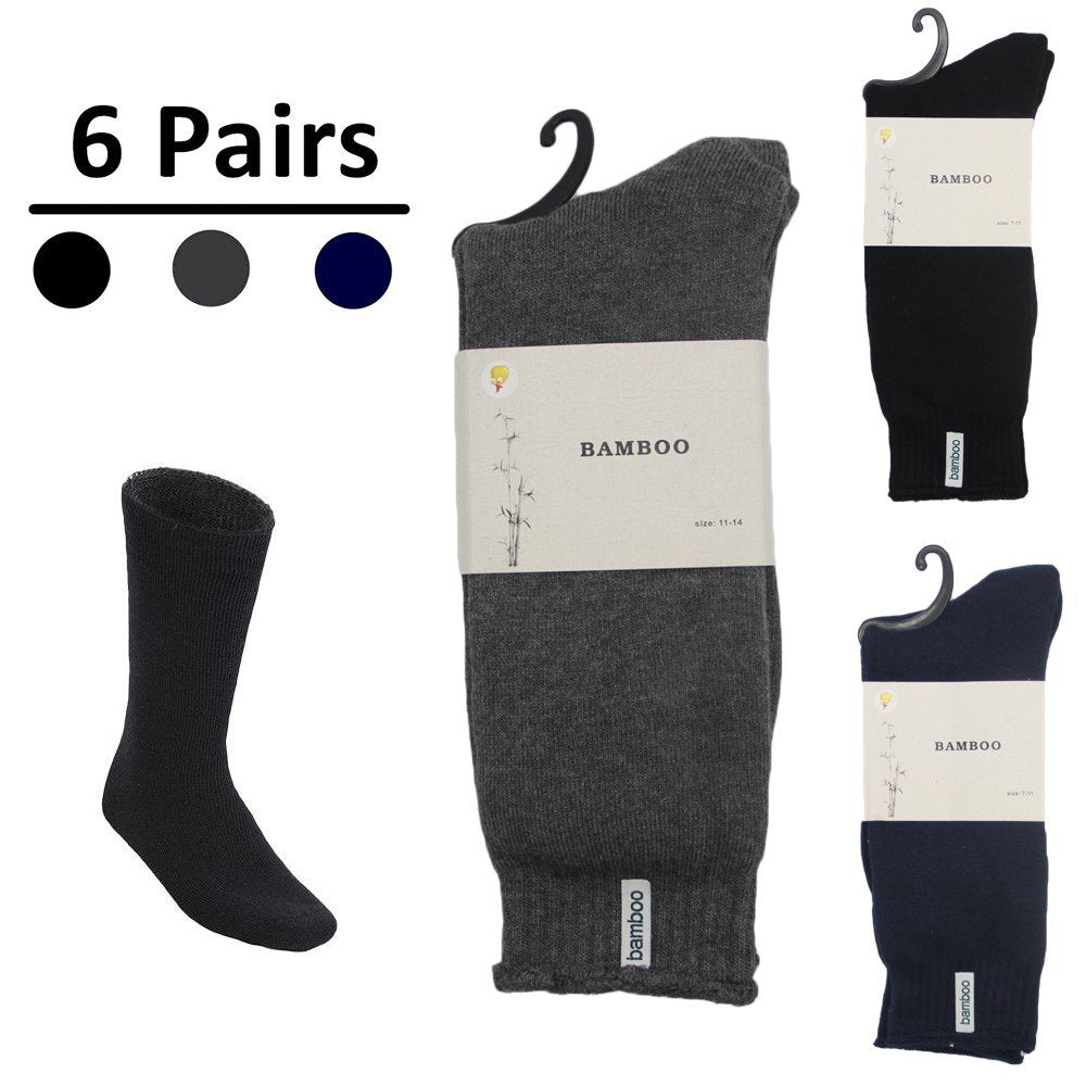 6 Pairs Bamboo Thick Premium Work Socks Tough Heavy Duty Thermal Odor Resistant - Zmart Australia
