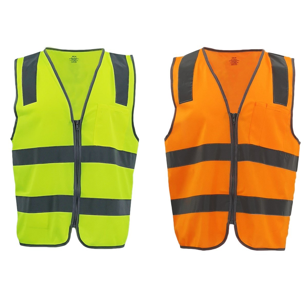 Hi Vis Safety Zip Up Vest Reflective Tape Pocket Workwear Day Night Visibility - Zmart Australia