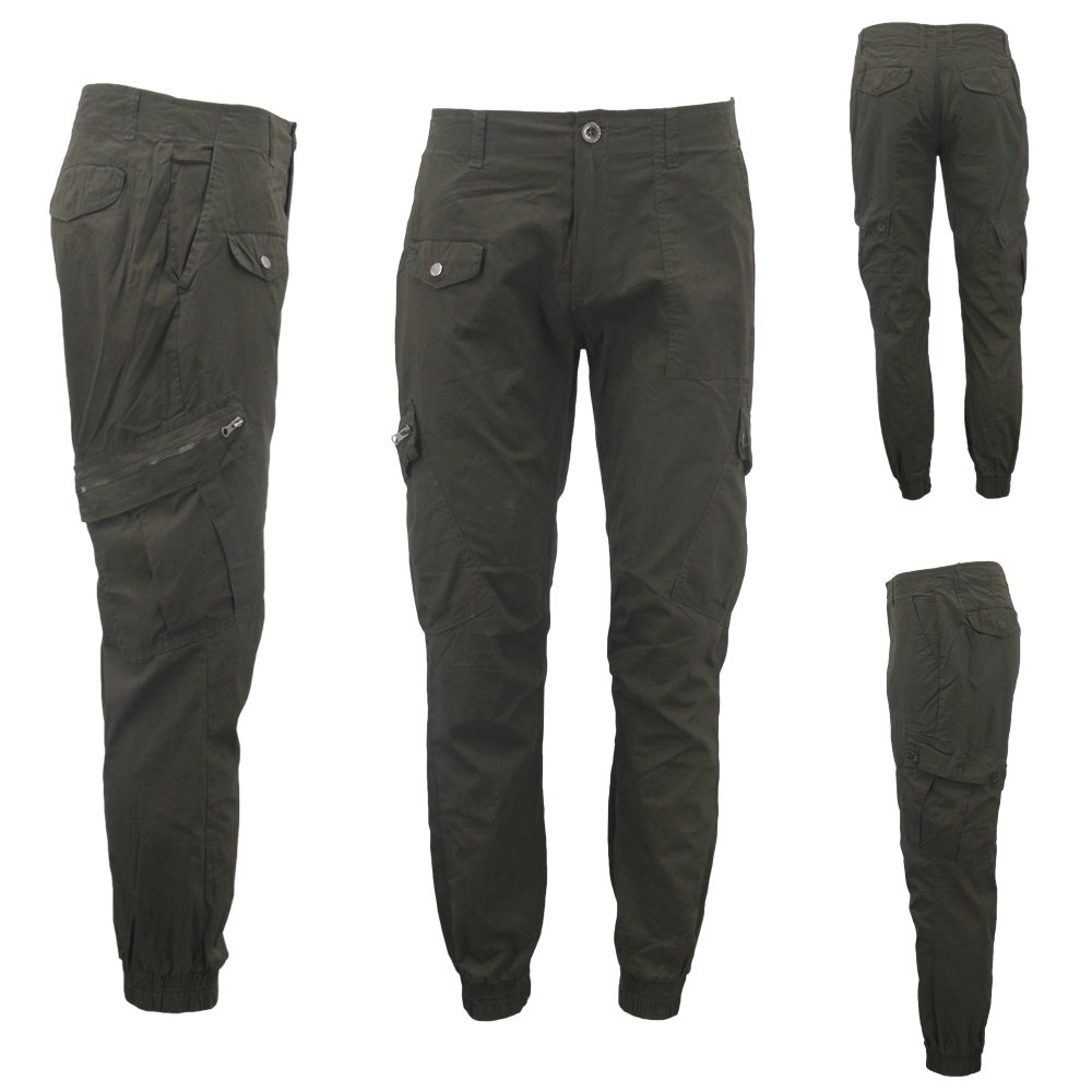 Mens Heavy Duty Cotton Drill 8 Pockets Tactical Work Cargo Pants W Elastic Hem Zmart Australia 9177