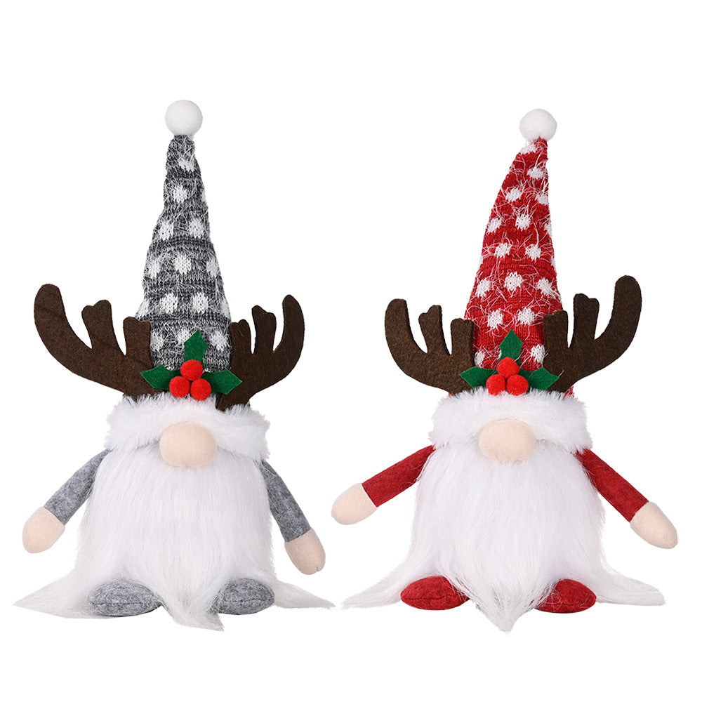 2x 30cm Christmas LED Light Up Faceless Santa Dolls Toys Deer Hat Home Ornament - Zmart Australia
