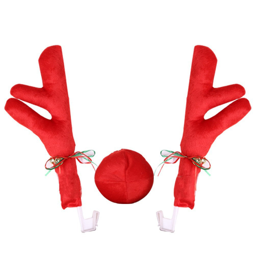 3PCS Christmas Red Car Reindeer Antlers Nose Truck Xmas Costume Ornament Decor - Zmart Australia