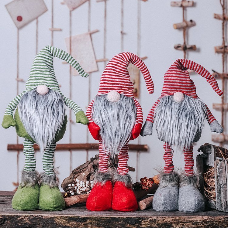 3x 50cm Christmas Faceless Stand Dolls Long Leg Santa Claus Xmas Decor Kids Toy - Zmart Australia