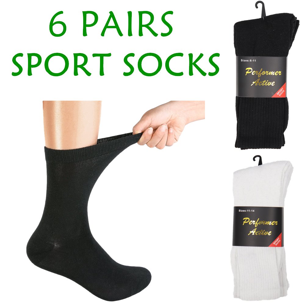 6 Pairs Men's Breathable Work Sport Socks Heavy Duty Thick Cotton Blend Cushion - Zmart Australia