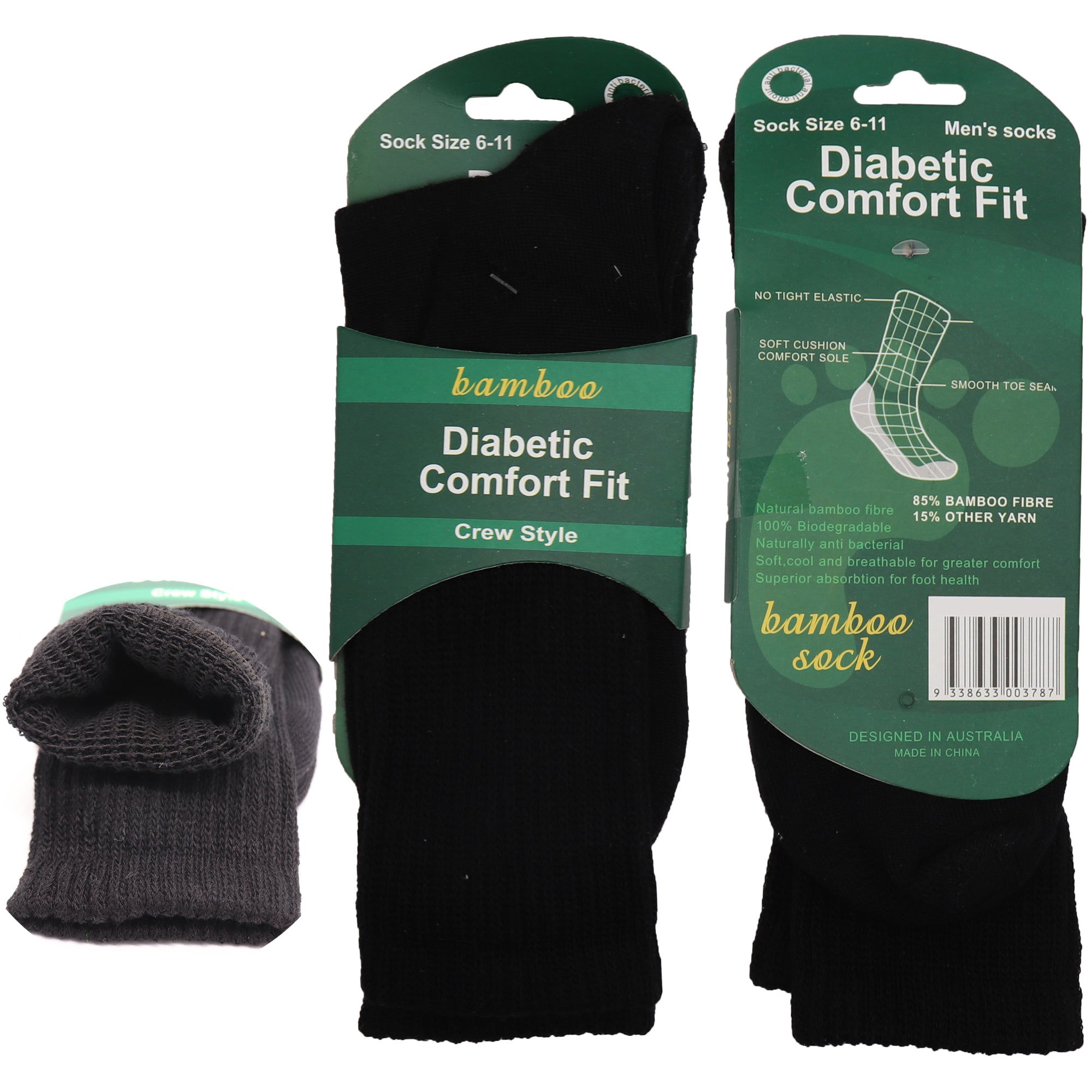 6x Bamboo Loose Diabetic Thermal Socks Medical Wide Comfort Circulation Cushion - Zmart Australia