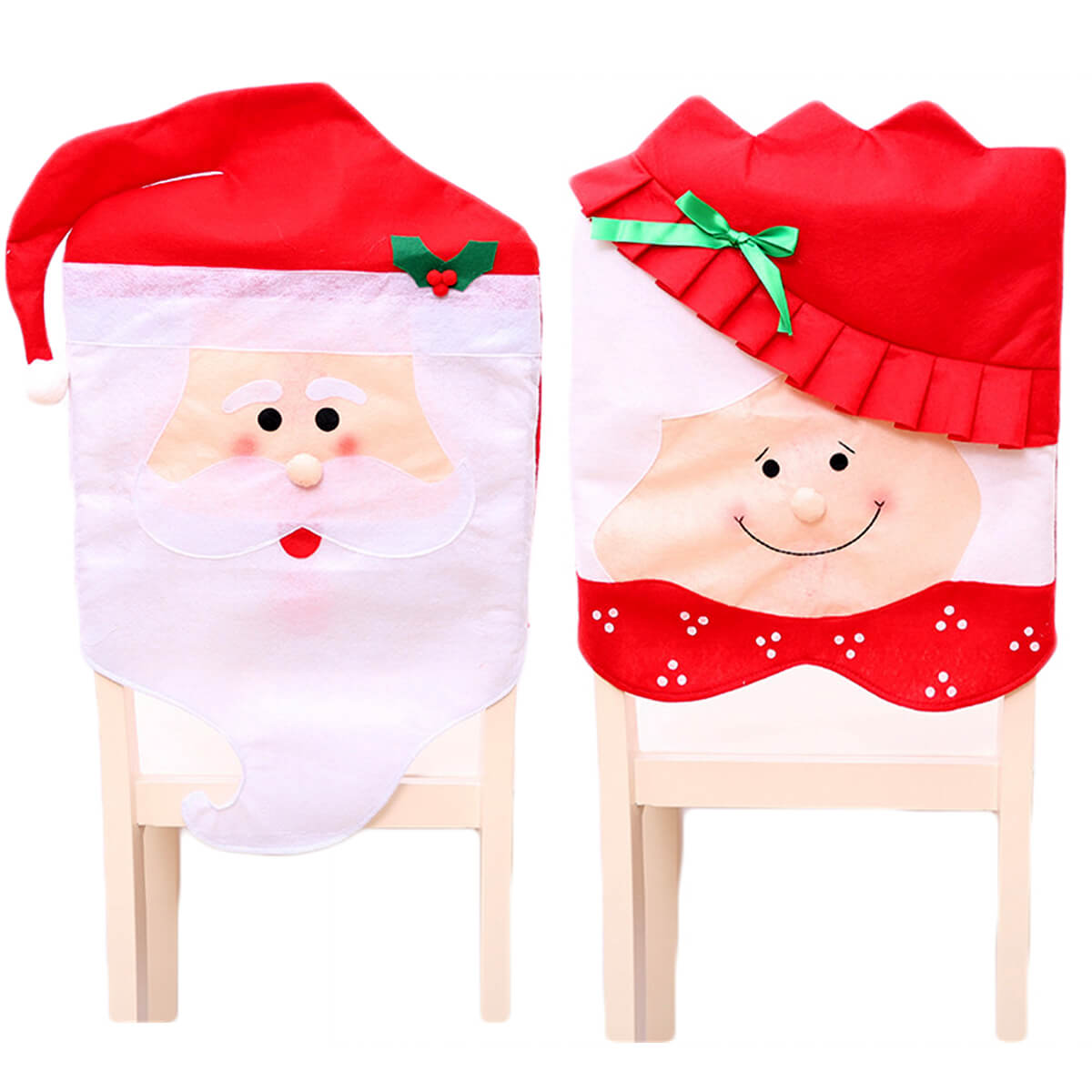 6x Christmas Cute Lady Santa Hat Chair Covers Dinner Home Decor Ornaments Gift - Zmart Australia