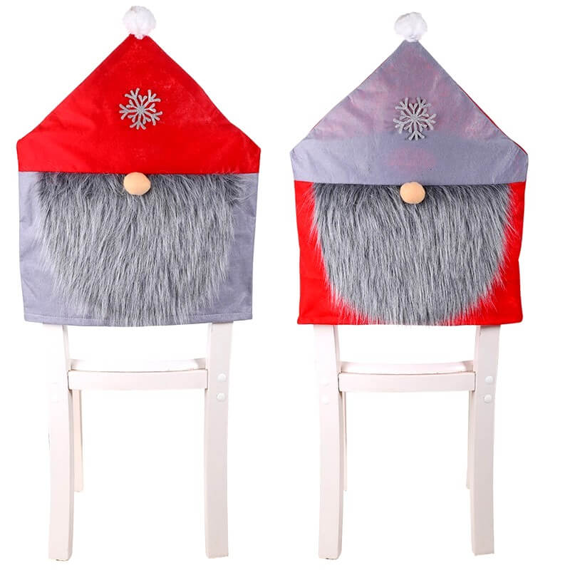 6x Christmas Rudolph w Beard Santa Hat Chair Covers Dinner Table Decor Ornaments - Zmart Australia