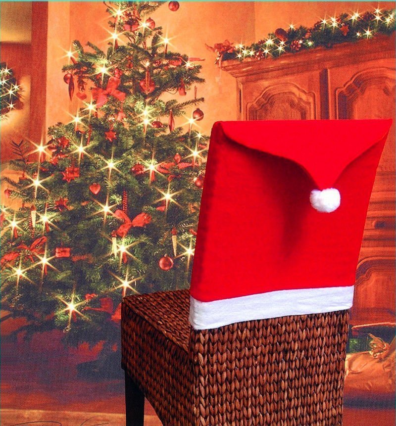 6 Christmas Chair Covers Dinner Table Santa Hat Home Decorations Ornaments Gift - Zmart Australia