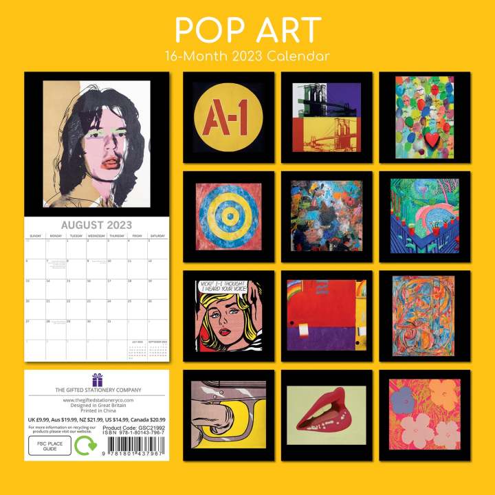 Pop Art 2023 Square Wall Calendar 16 Months Arts Planner Christmas New