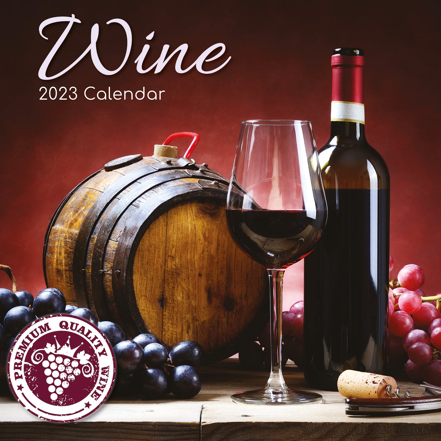 Wine - 2023 Square Wall Calendar 16 Months Food Planner Christmas New Year Gift - Zmart Australia