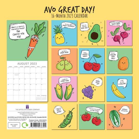 Avo Great Day - 2023 Square Wall Calendar 16 Months Planner Xmas New ...