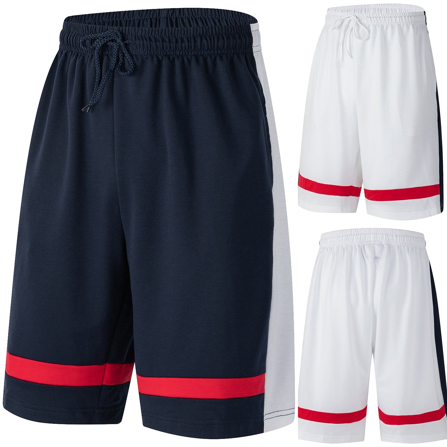 Men's Casual Sweat Shorts w Stripe Drawstring Pockets Elastic Waist Sports Pants - Zmart Australia