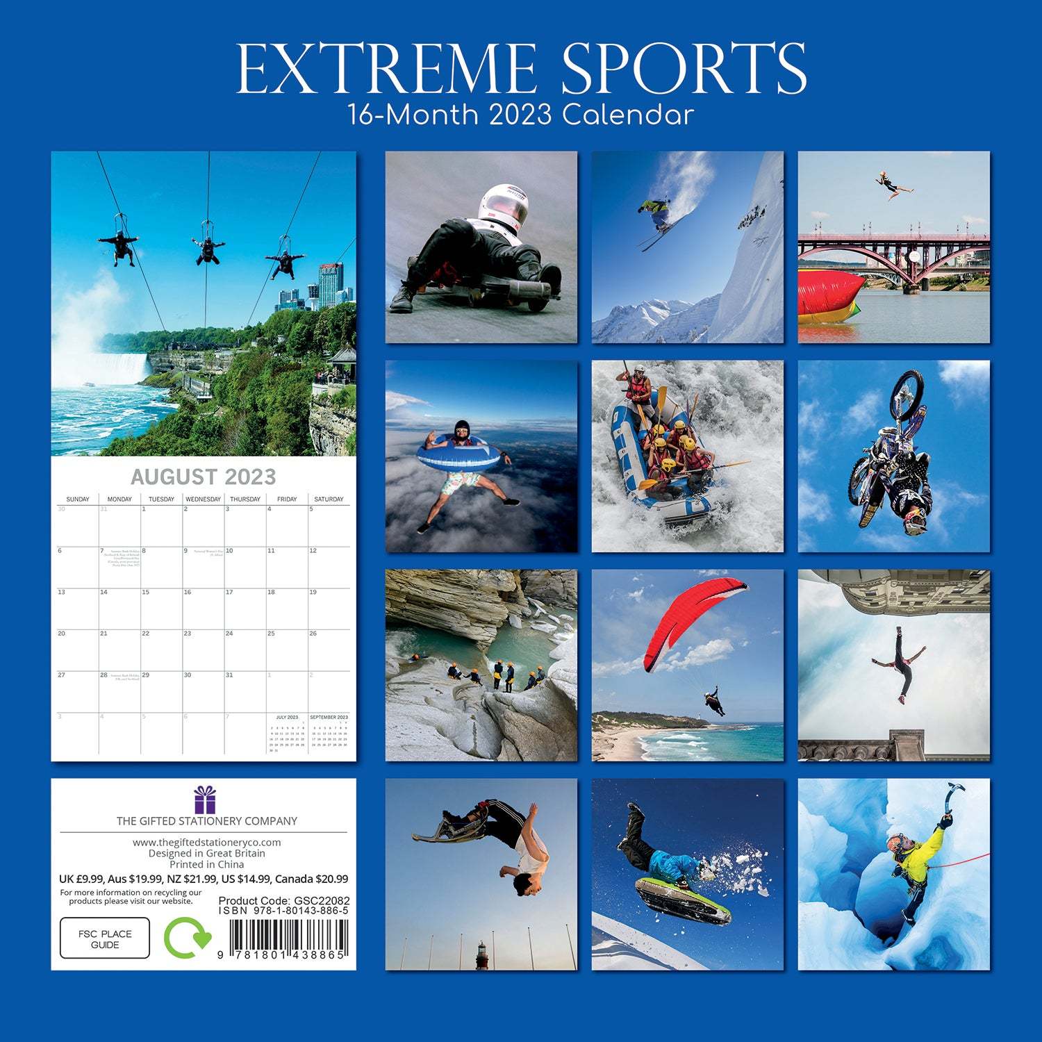 Extreme Sport 2023 Square Wall Calendar 16 Month Lifestyle Planner New
