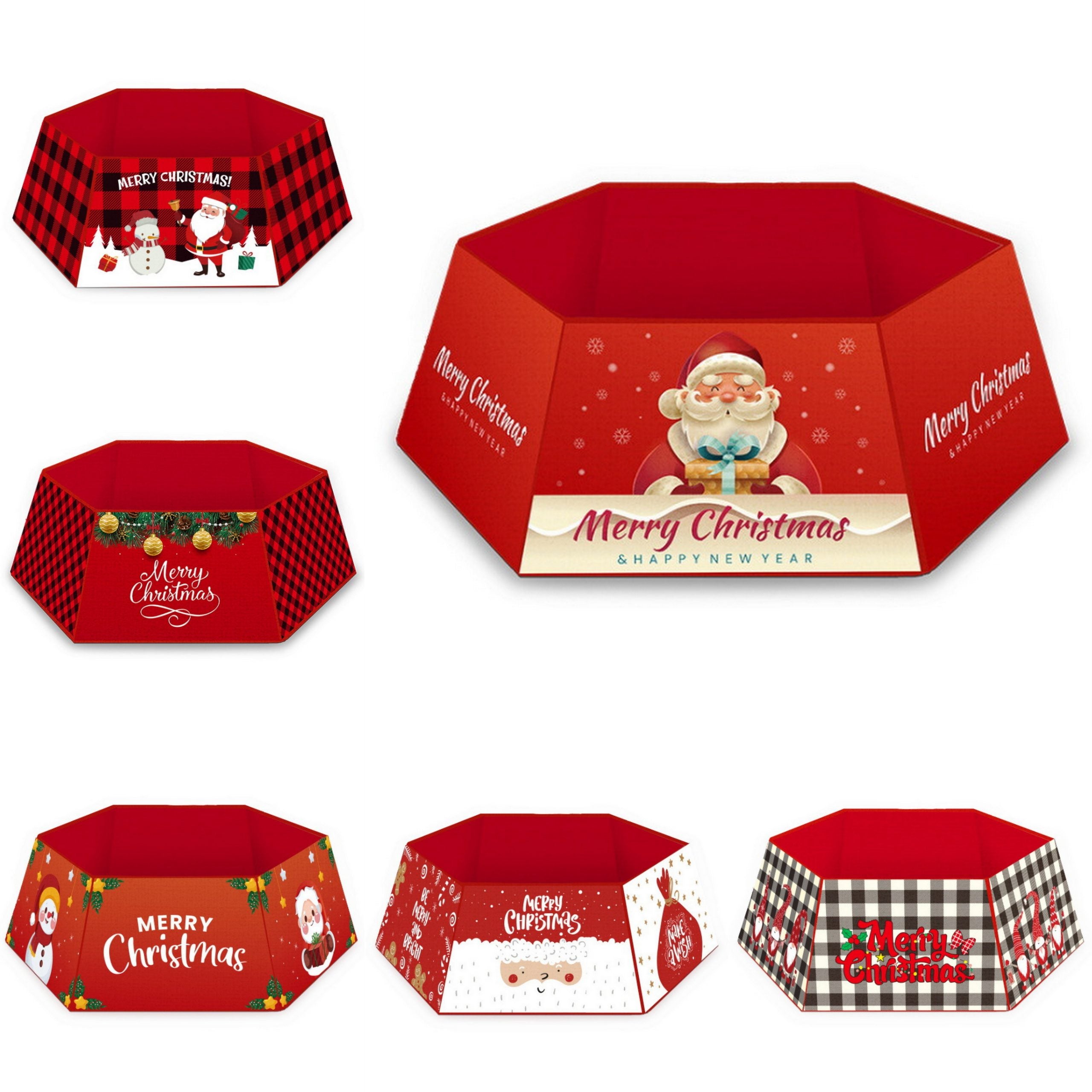 Christmas Tree Base Collar Skirt Cover Cartoon Santa Snowflakes Home Party Decor - Zmart Australia