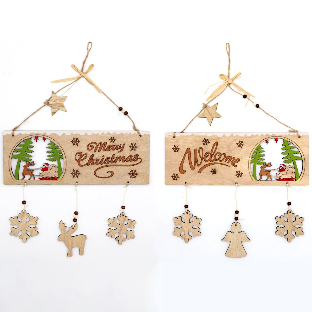 Christmas Wooden Santa Wall Door Welcome Hanging Plaque Sign Decor Xmas Ornament - Zmart Australia