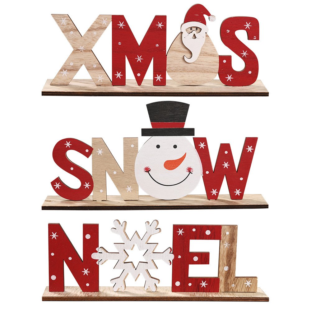 Christmas Wooden Table Stand Sign Plaque Ornament Santa Snowman Party Xmas Decor - Zmart Australia