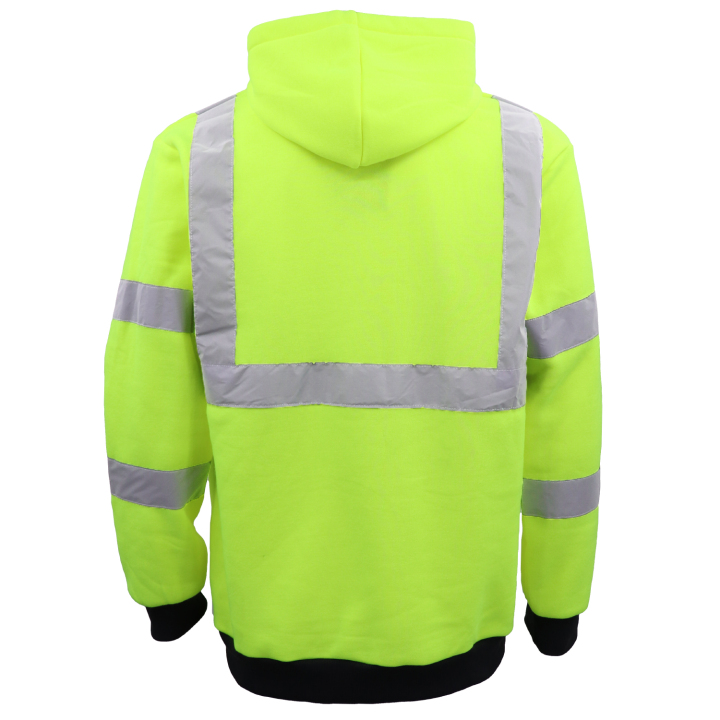 HI VIS Hooded Safety Jumper Hoodie Sweatshirt Tradie Workwear Fleece