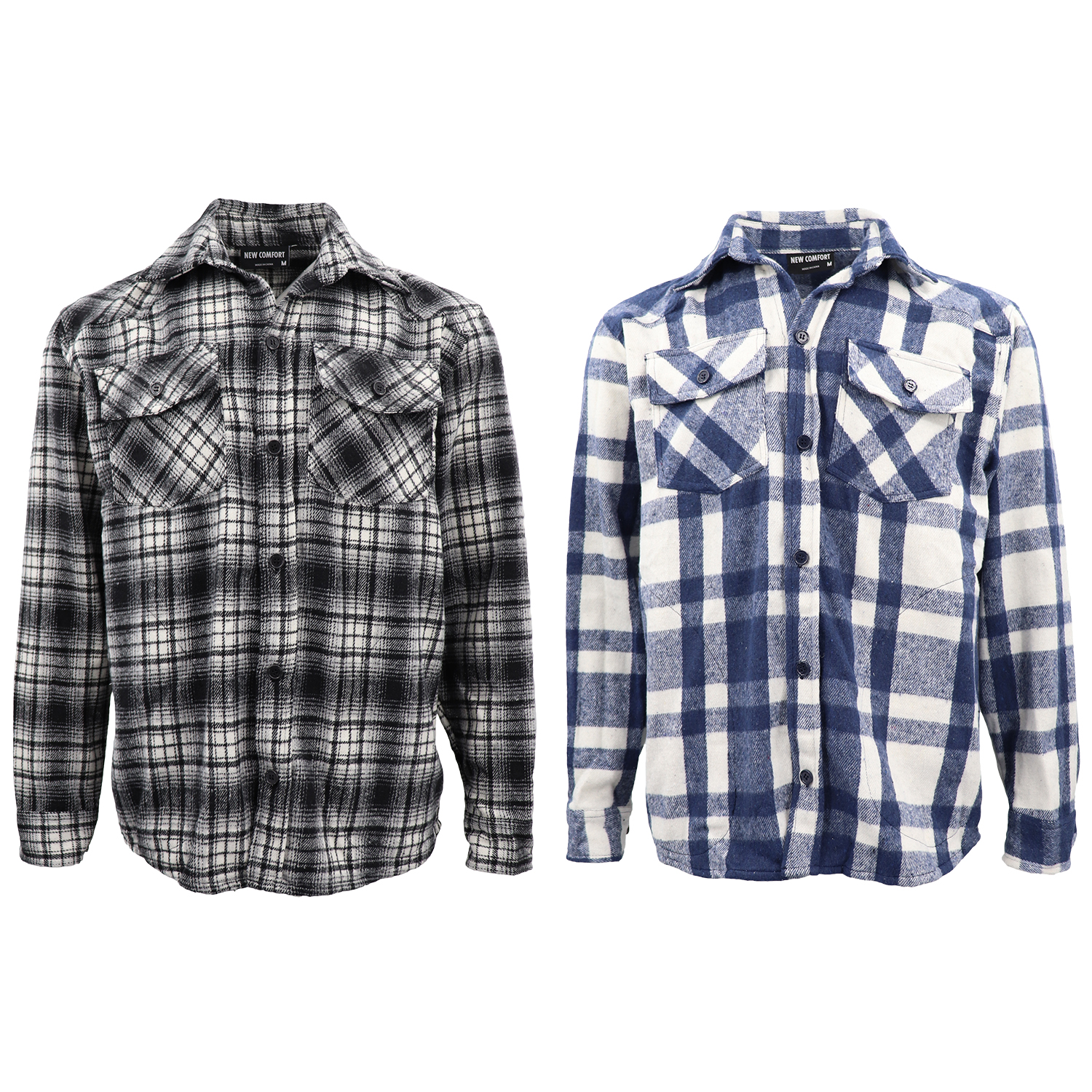 Mens 100% Cotton Long Sleeve Flannelette Shirt Check Flannel Polar Fleece Jacket - Zmart Australia