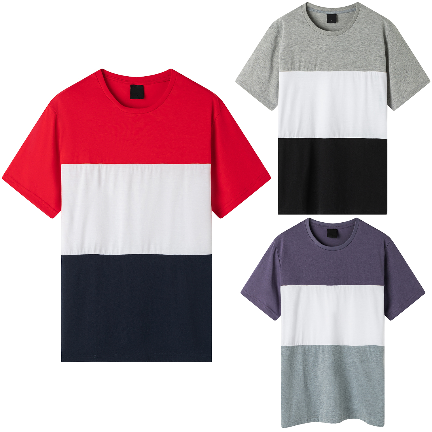 Men's Adult Unisex Drop-Shoulder Colorblock T-Shirt Top Cascual Plain Basic Tee - Zmart Australia