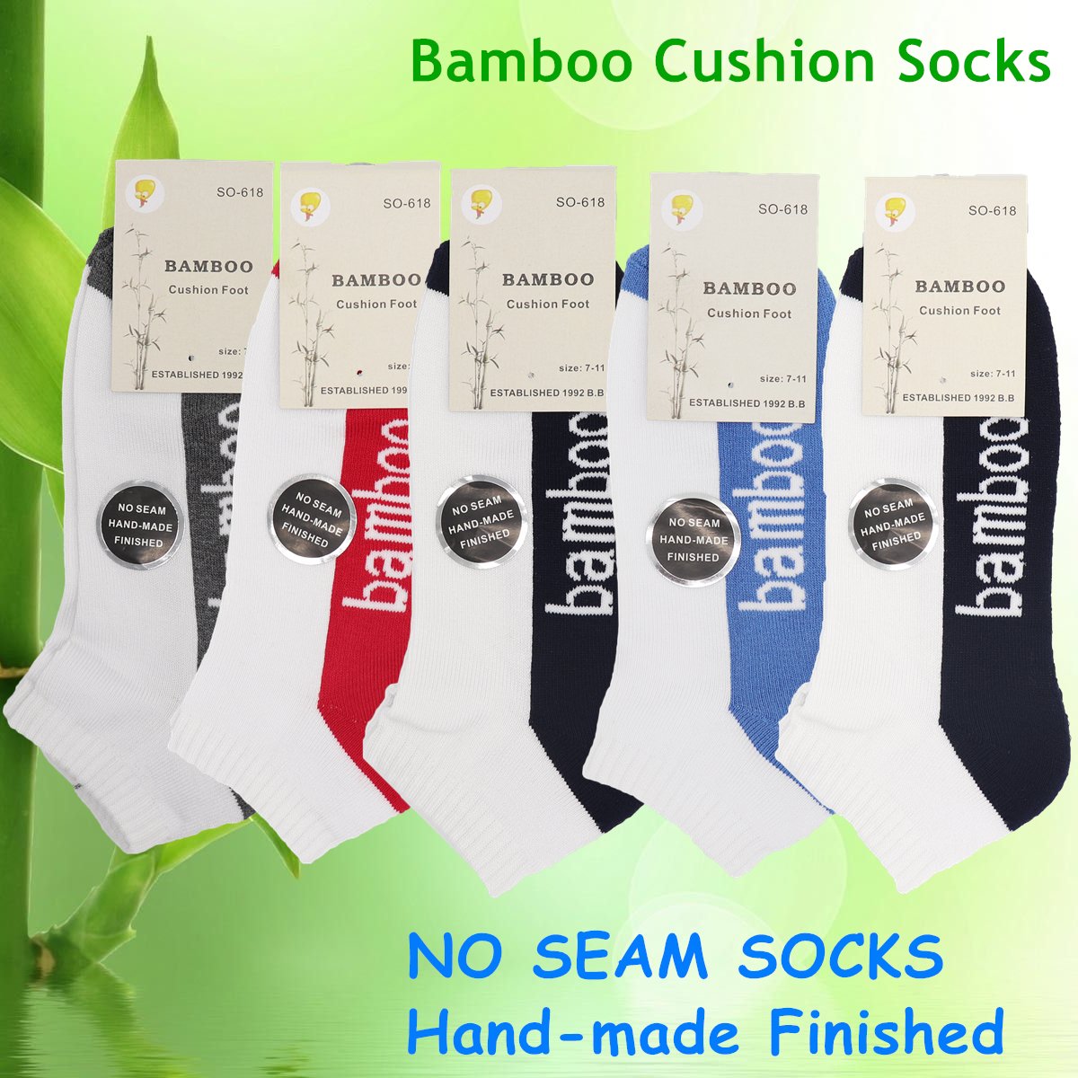 Men's Bamboo Soft Cushion Socks Ankle Low Cut Work Sport Odor Sweat Resistant - Zmart Australia