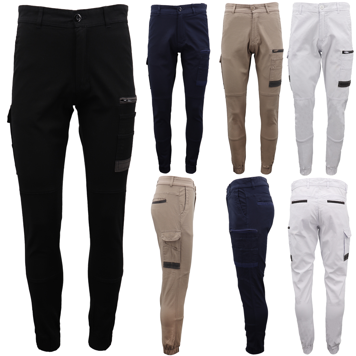 Men's Cargo Cotton Drill Work Pants UPF 50+ 13 Pockets Tradies Workwear Trousers - Zmart Australia