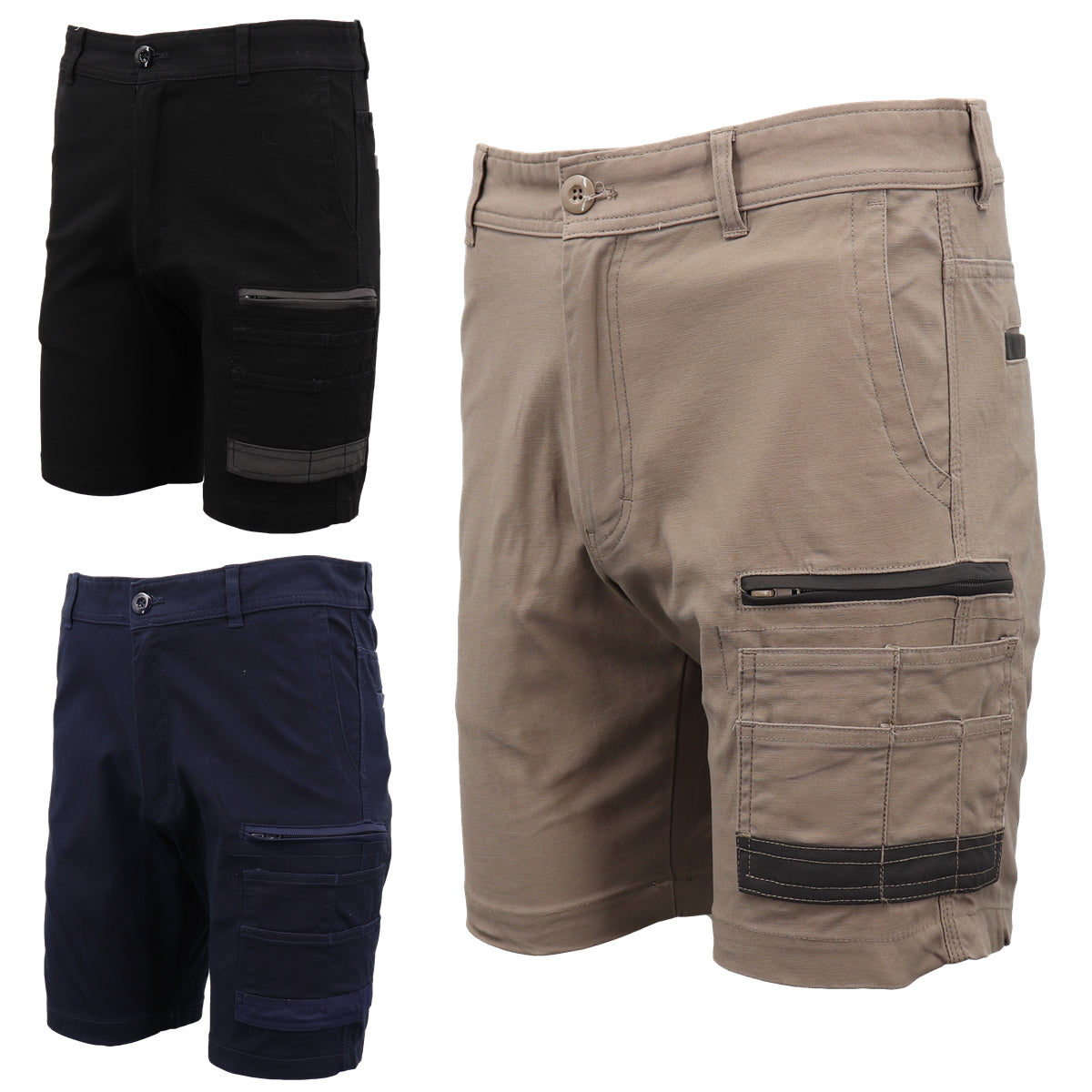 Mens Cargo Cotton Drill Work Shorts UPF 50+ 13 Pockets Tradies Workwear Trousers - Zmart Australia
