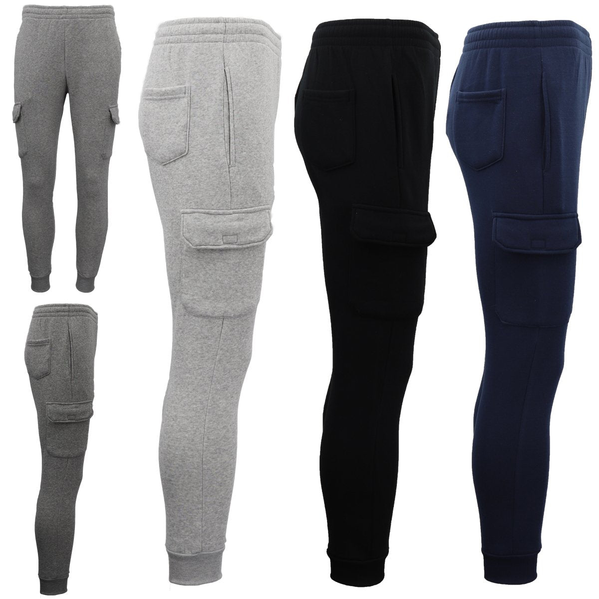 Men's Cargo Fleece Track Pants 5 Pockets Casual Trackies Trousers w Elastic Hem - Zmart Australia