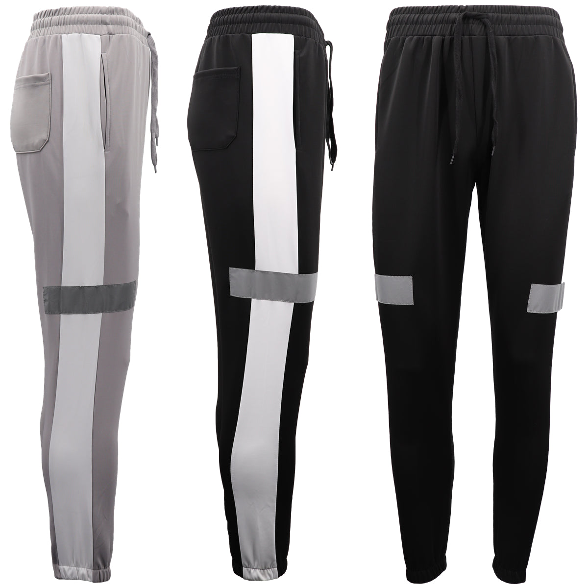 Men's Casual Sports Track Pants w Reflective Tape Striped Jogging Sweat Trousers - Zmart Australia