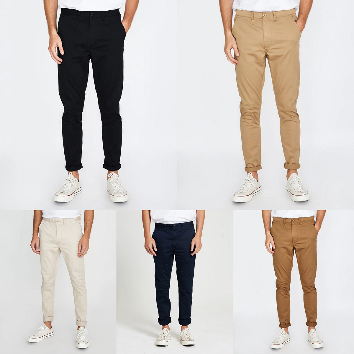 Men's Cotton Chino Stretch Slim Fit Pants Skinny Casual Buniness Skinny Trousers - Zmart Australia