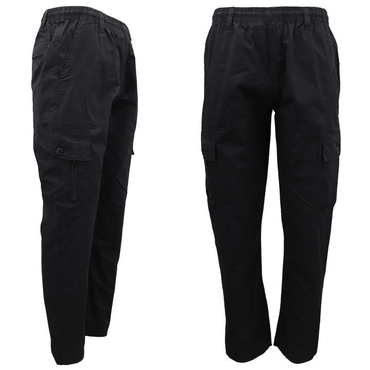 Men's Cotton Drill Cargo Track Pants Straight Leg Jogging Sports Sweat