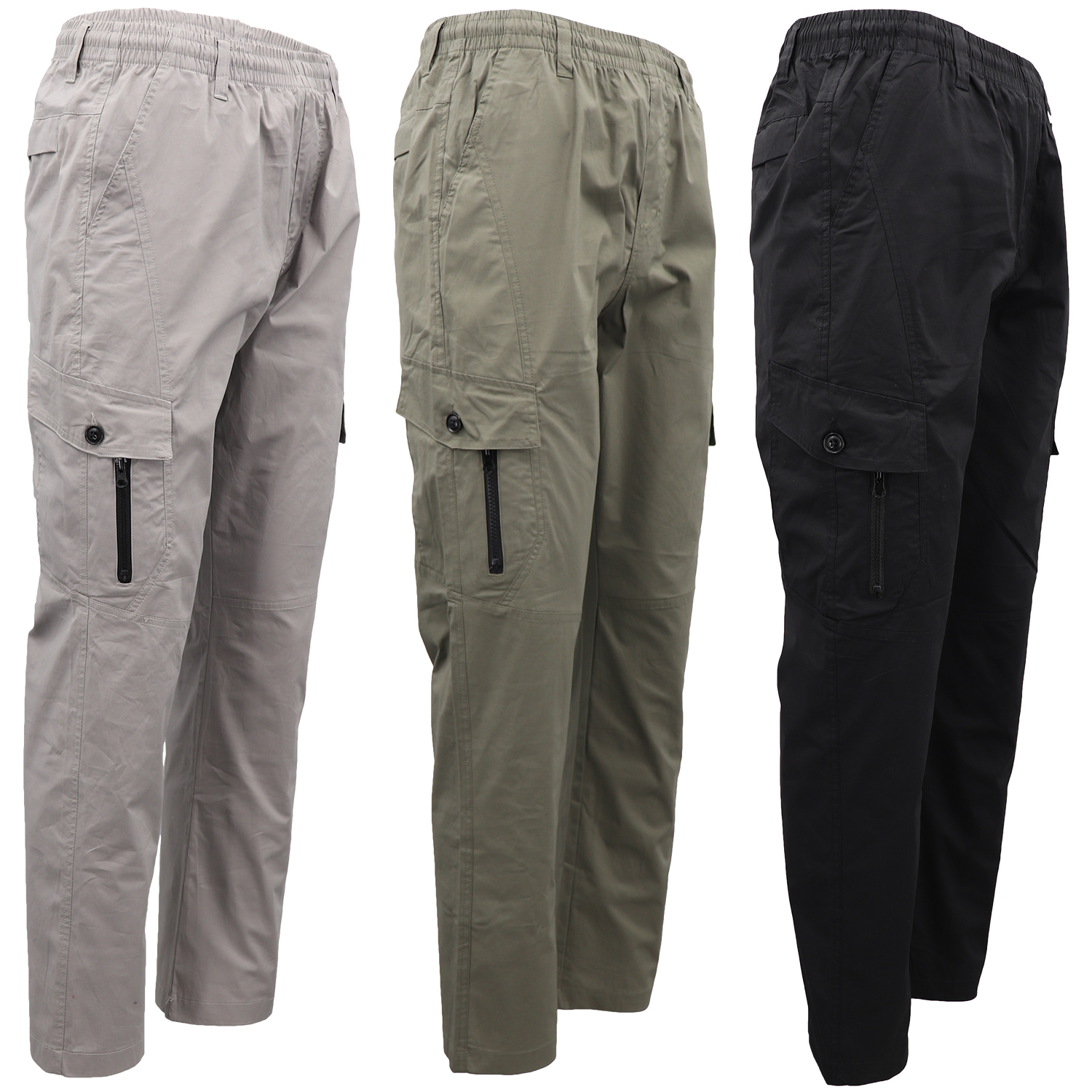 Men's Cotton Drill Cargo Track Pants Straight Leg Jogging Sports Sweat