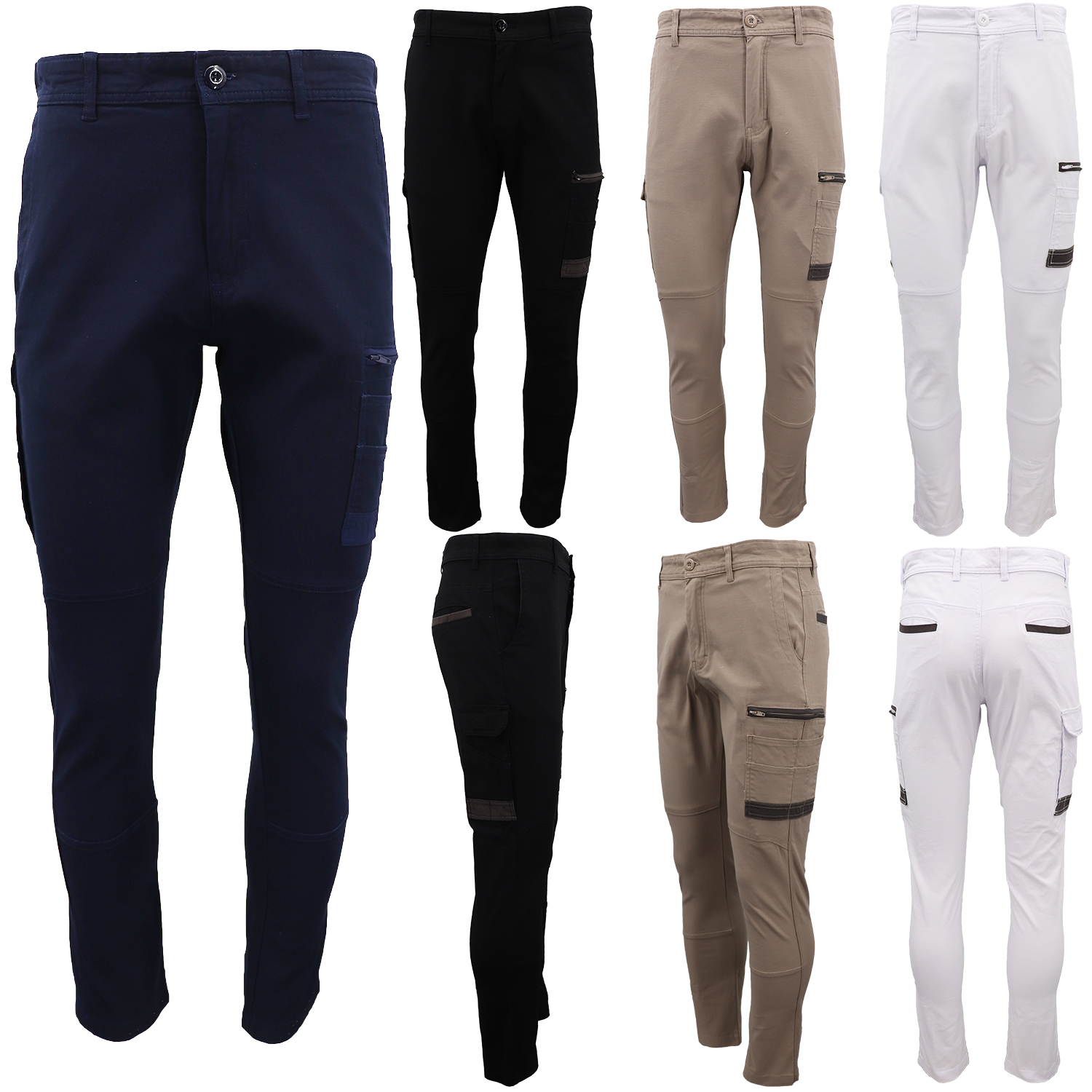Men's Cotton Drill Cargo Work Pants UPF 50+ 13 Pockets Tradies Workwear Trousers - Zmart Australia