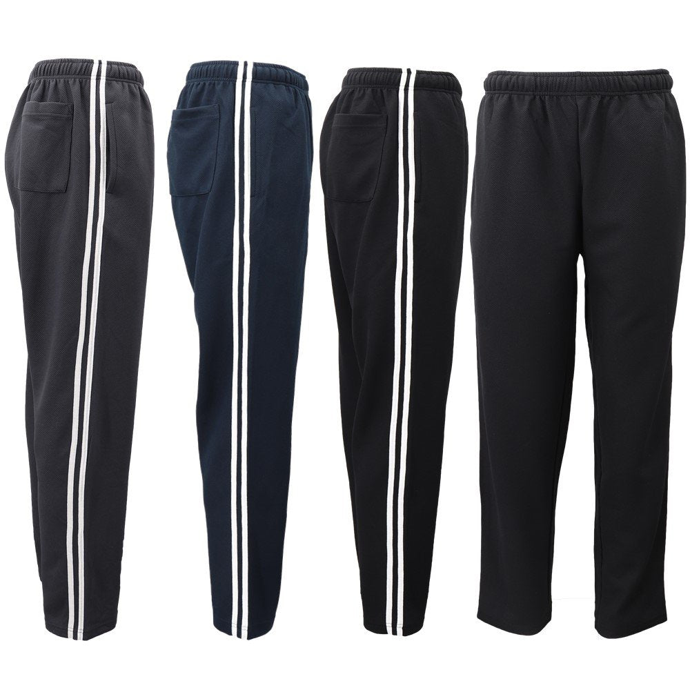 Mens Drawstring Track Sweat Pants Trousers Casual Suit w Stripes Breathable Mesh - Zmart Australia