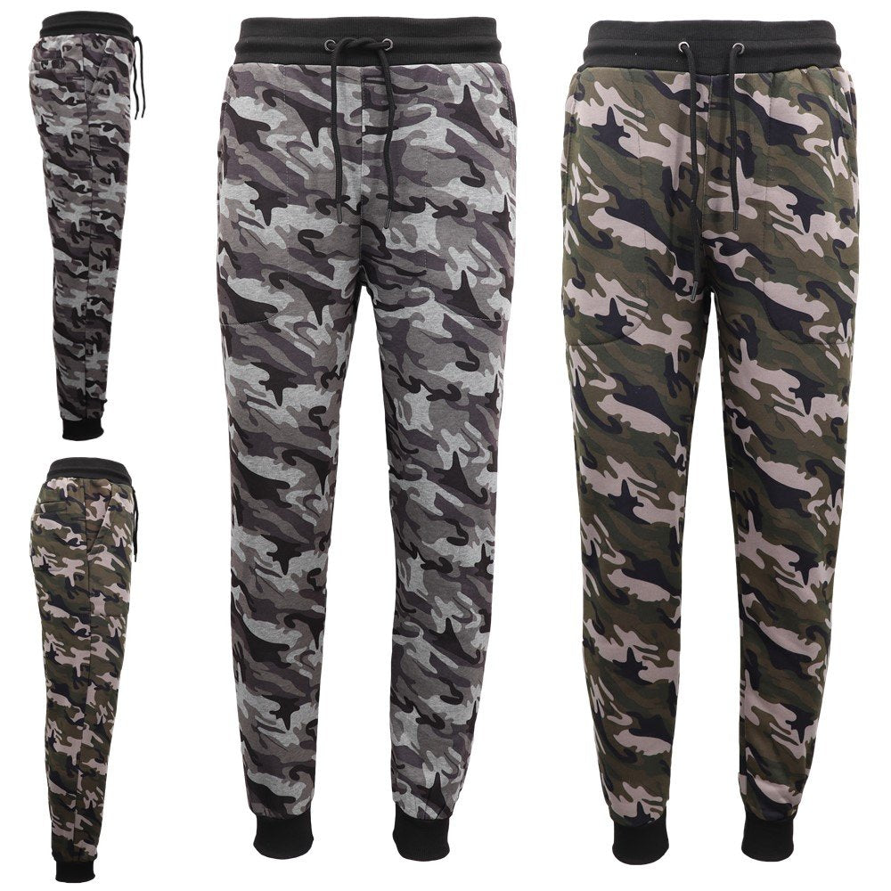 Men's Fleece Track Pants Military Camouflage Tactical Sport Trousers Cuffed Hem - Zmart Australia