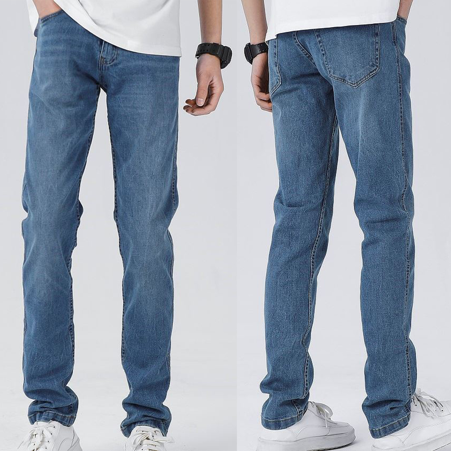 Men's Original Fit Straight Leg Jeans 5 Pocket Flex Denim Stretch ...