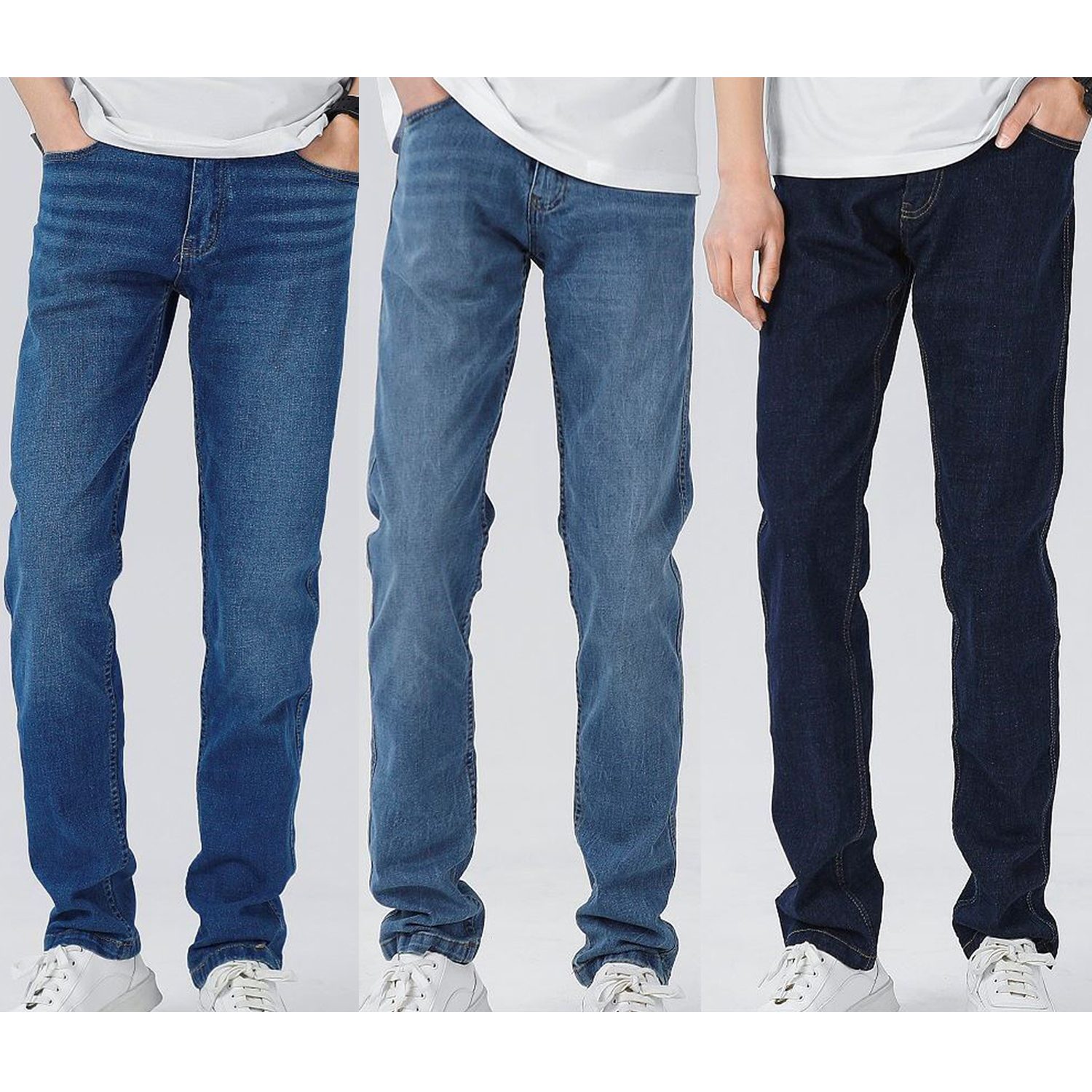 Men's Original Fit Straight Leg Jeans 5 Pocket Flex Denim Stretch Cowboy Cut - Zmart Australia