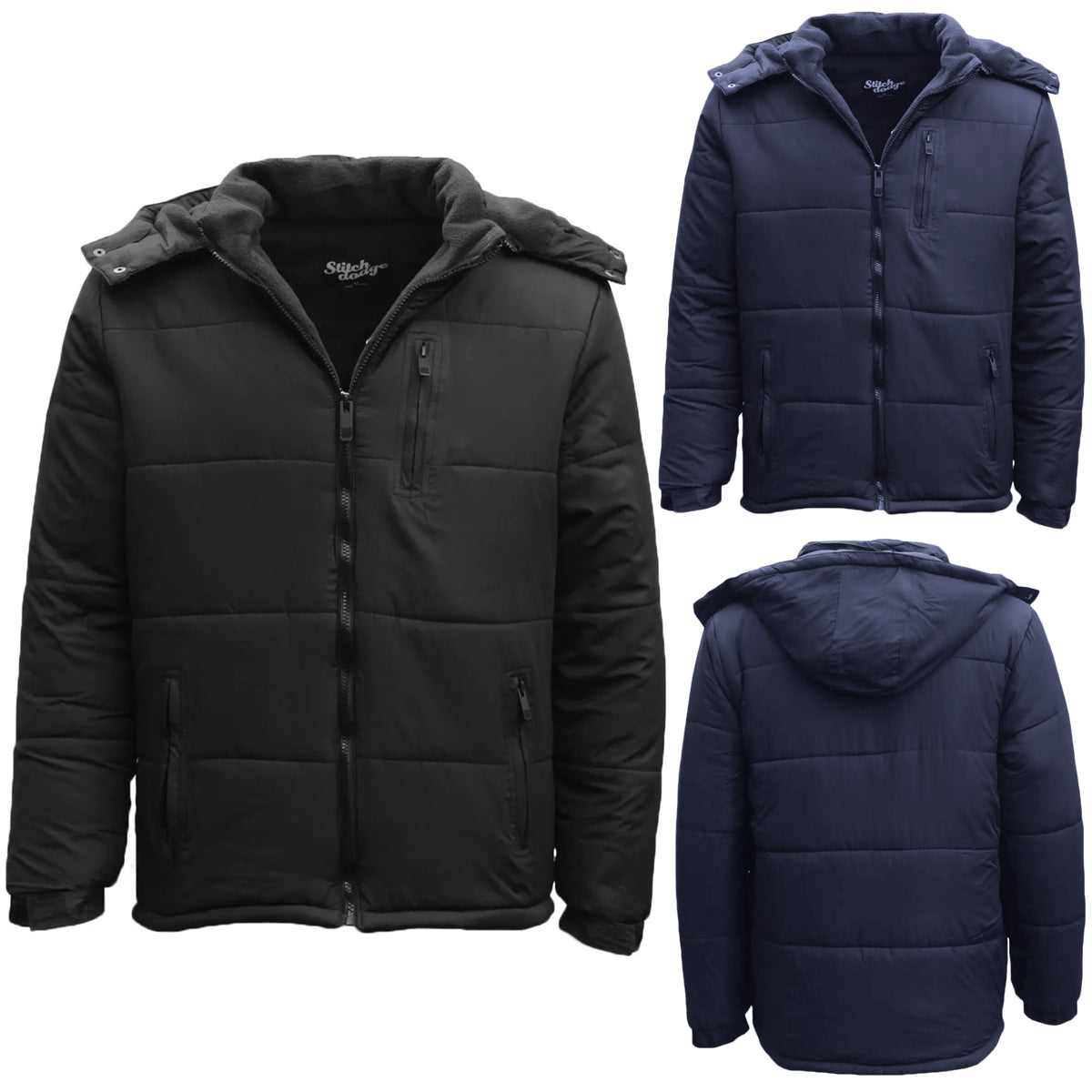 Men's Thick Water Resistant Puffy Puffer Hooded Hoodie Jacket Warm Quilted Coat - Zmart Australia