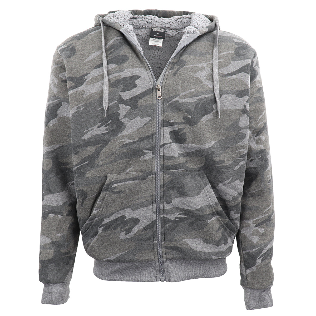 Men's Thick Zip Up Camouflage Hoodie Jacket Winter Sherpa Fur Fluffy