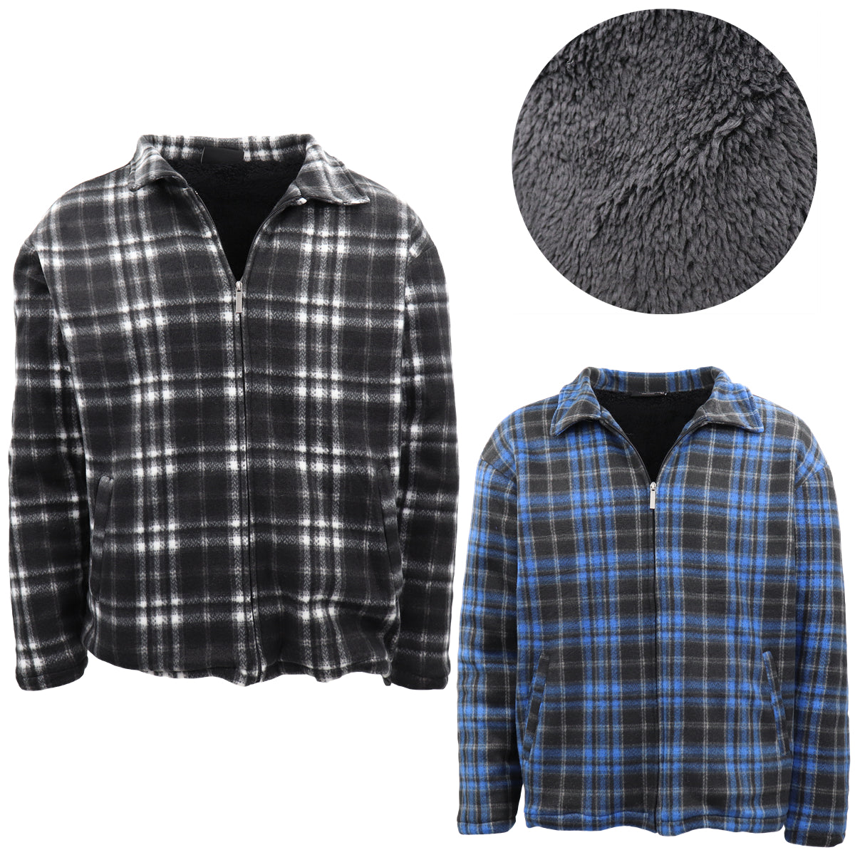 Men's Thick Zip Up Shirt Jacket w/ Winter Sherpa Fur Fleece Jumper Coat Sweater - Zmart Australia