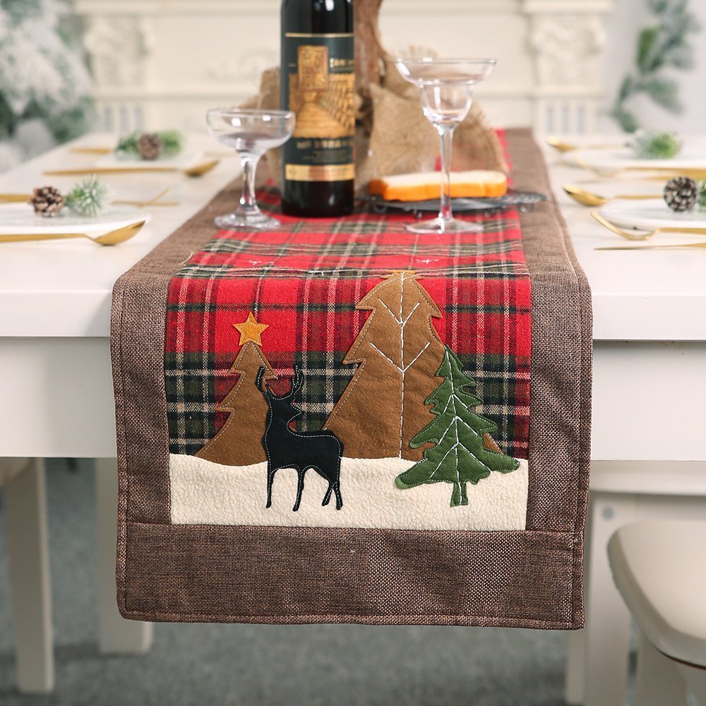 New Christmas Premium Felt Table Runner Reindeer Tree Cloth Mat Desk Cover Decor - Zmart Australia