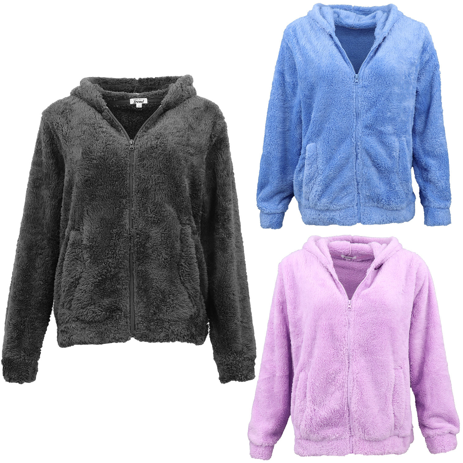 New Women's Soft Teddy Fur Jacket Zip Up Fleece Hoodie Coat Fluffy Sherpa Jacket - Zmart Australia