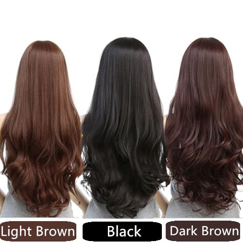 Long Wavy Curly Full Hair Wigs w Side Bangs Cosplay Costume Fancy Anime