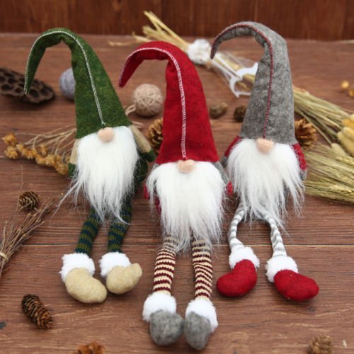 3x Christmas Faceless Doll Santa Long Leg Plush Ornament Xmas Decor Kid Toy Gift - Zmart Australia