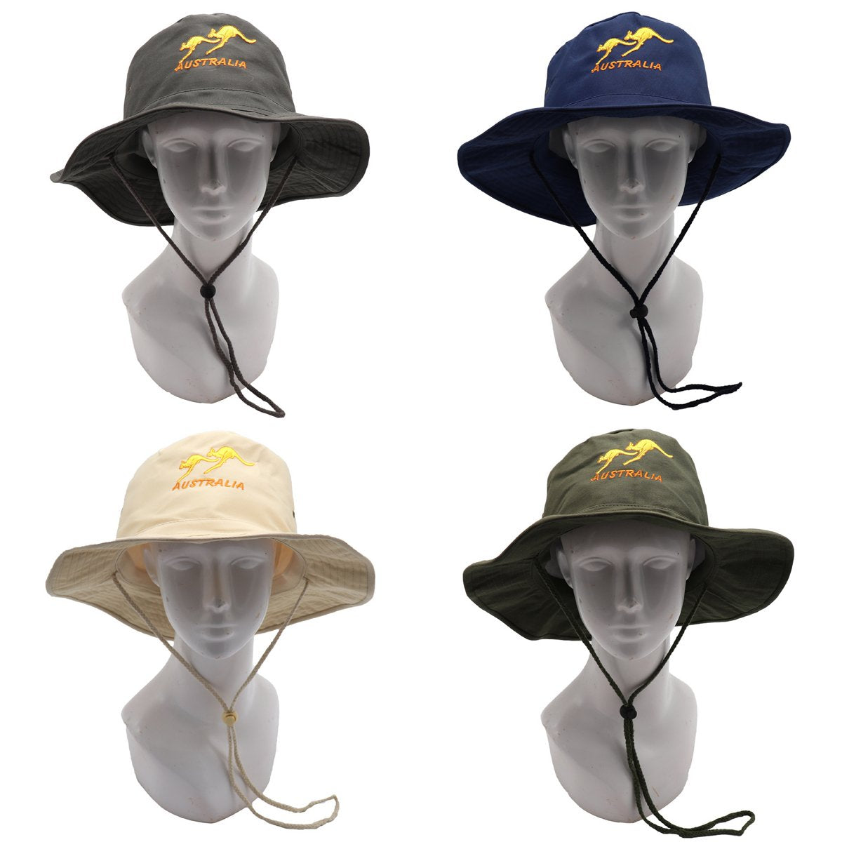 Unisex Aussie Souvenir Kangaroo Fishing Cap Sun UV Protection Slouch Hat Camping - Zmart Australia