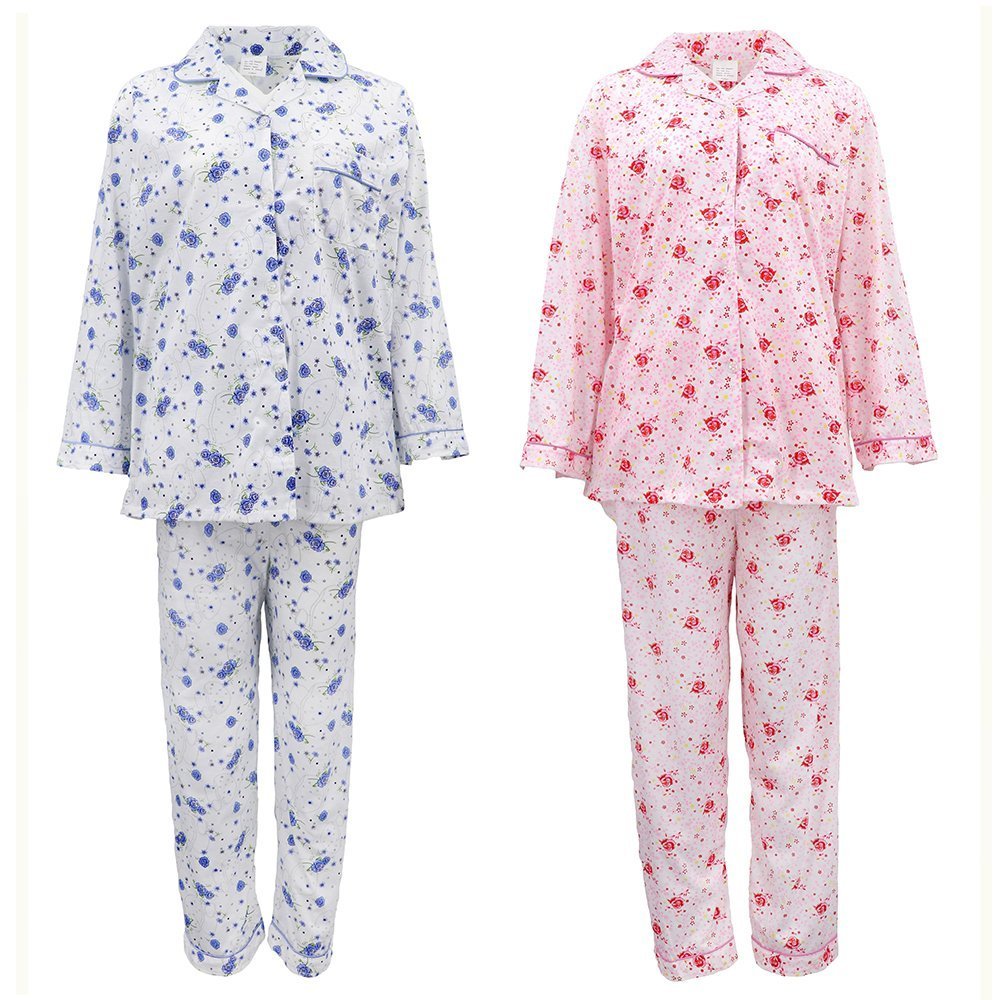 Women's 100% Cotton 2PCS Set Long Sleeve Nightie Sleepwear PJ Pajamas Pyjamas - Zmart Australia