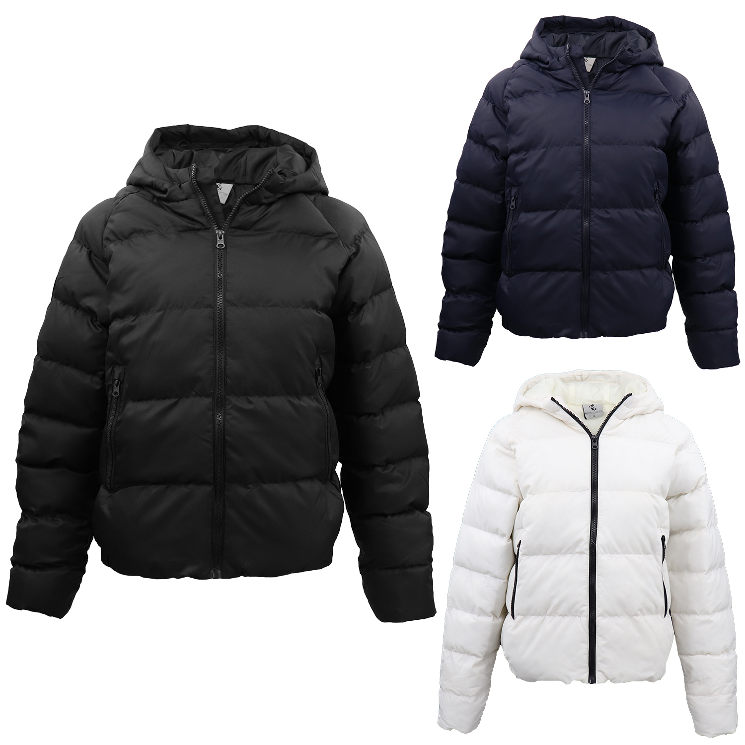 Women's Full Zip Hooded Puffer Jacket w Zip Up Pockets Thick Puffy Quilted Coat - Zmart Australia
